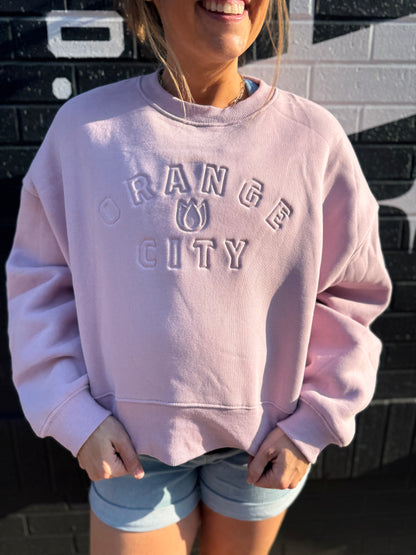 Oversized Cropped Orange City Crewneck