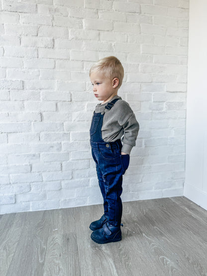 Black Distressed Overalls