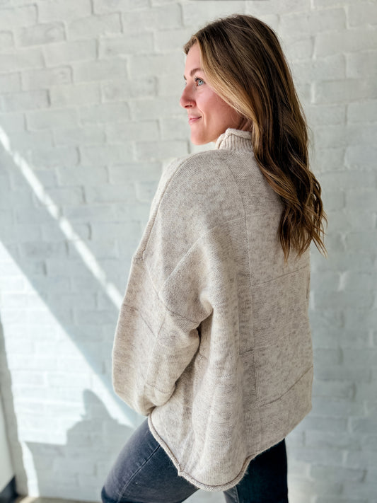 Ryleigh Natural Block Mock Neck Sweater