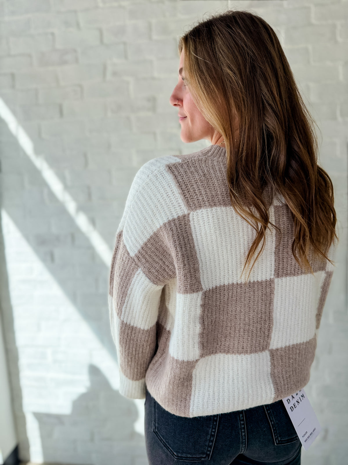 Mocha + Taupe Checkered Sweater