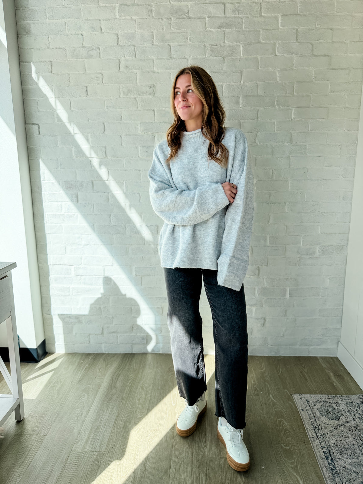 Ryleigh Gray Block Mock Neck Sweater
