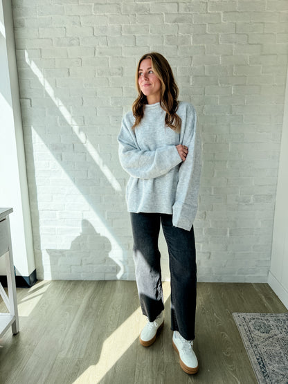 Ryleigh Gray Block Mock Neck Sweater