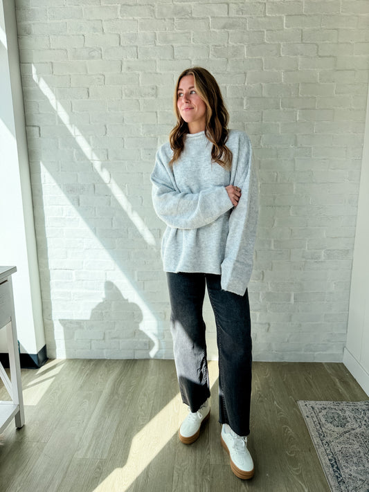 Ryleigh Gray Block Mock Neck Sweater