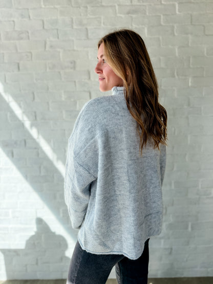 Ryleigh Gray Block Mock Neck Sweater