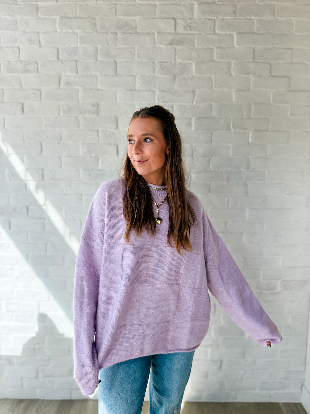 Ryleigh Lilac Black Mock Neck Sweater