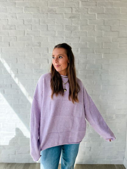 Ryleigh Lilac Black Mock Neck Sweater