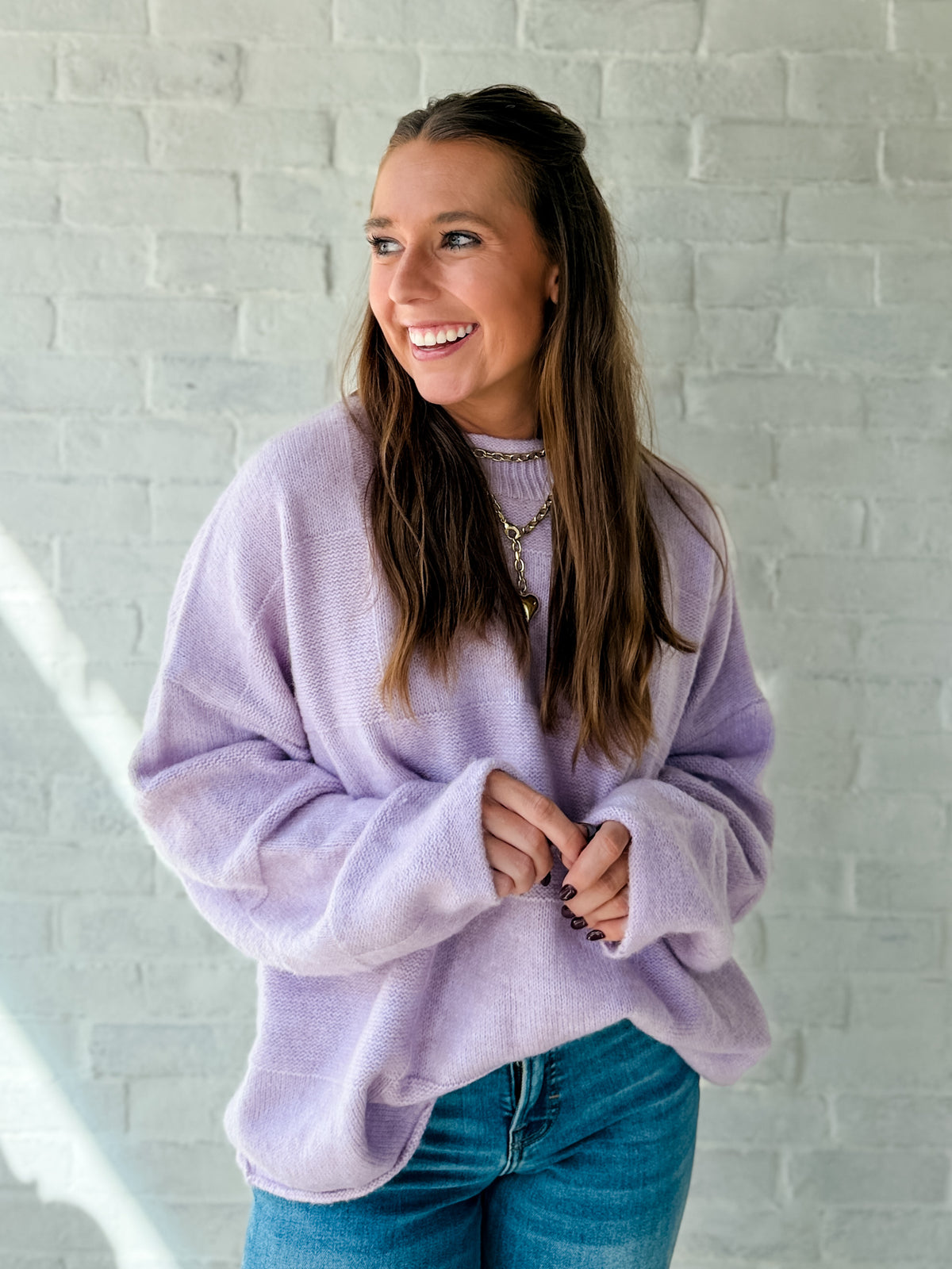 Ryleigh Lilac Black Mock Neck Sweater