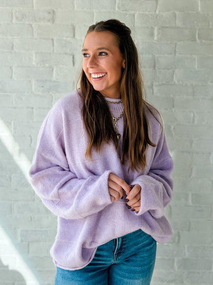 Ryleigh Lilac Black Mock Neck Sweater