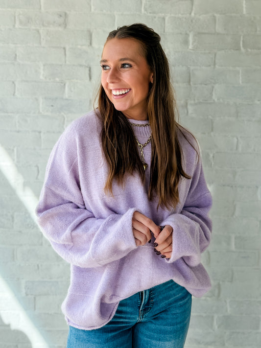 Ryleigh Lilac Black Mock Neck Sweater