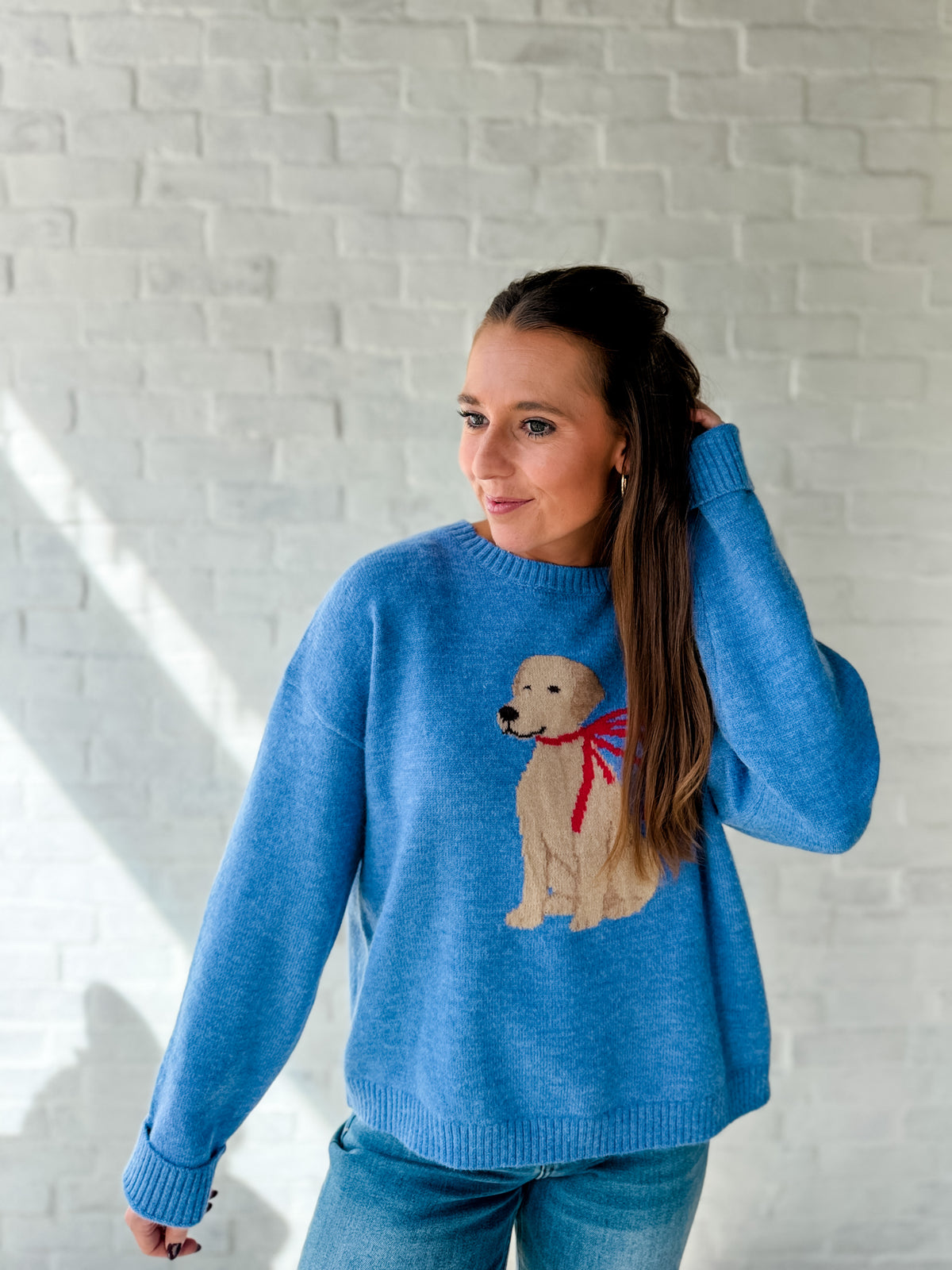 Blue Puppy Bow Sweater