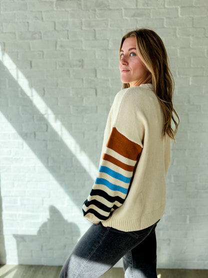 Ivory Stripe Sleeve Sweater