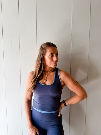 Slate Gray Double Line Leggings