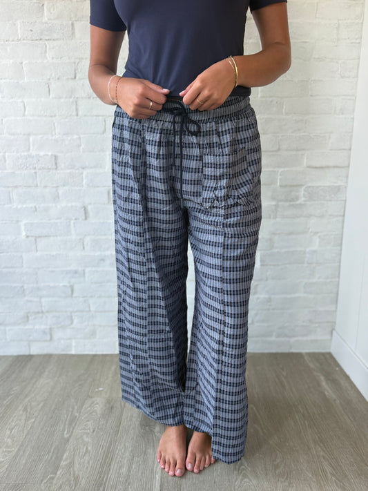 Navy Checkered Patch Pocket Pants