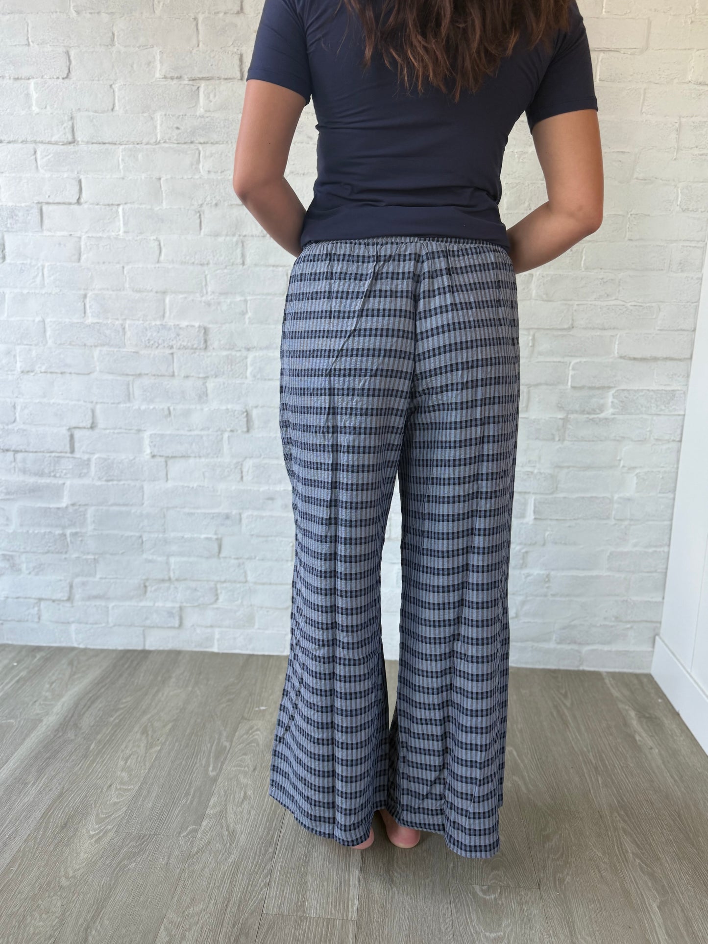 Navy Checkered Patch Pocket Pants