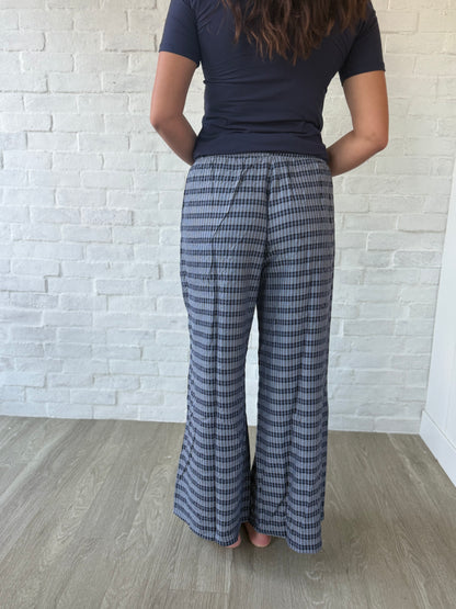 Navy Checkered Patch Pocket Pants