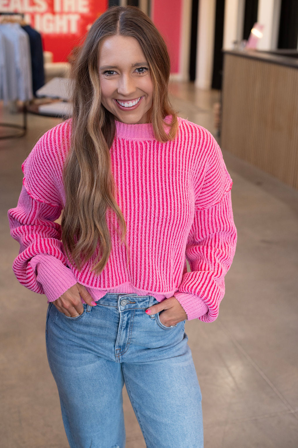 Pink Toned Stripe Sweater