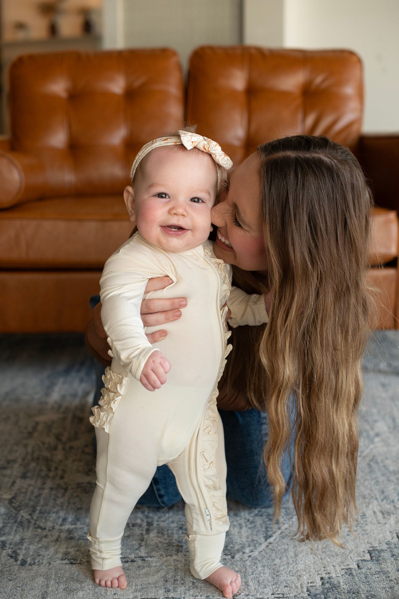 Bamboo Cream Ruffle Onesie