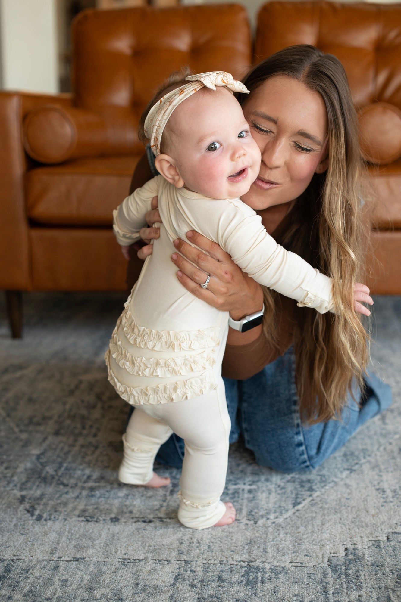 Bamboo Cream Ruffle Onesie