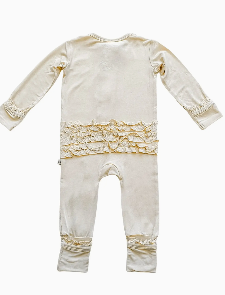 Bamboo Cream Ruffle Onesie