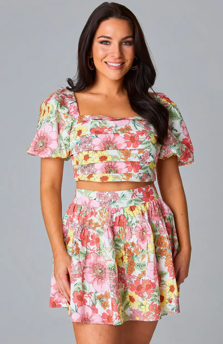 Pink Floral Whimsy Skirt Set