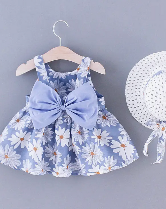 Blue Daisy Floral Baby Girl Dress