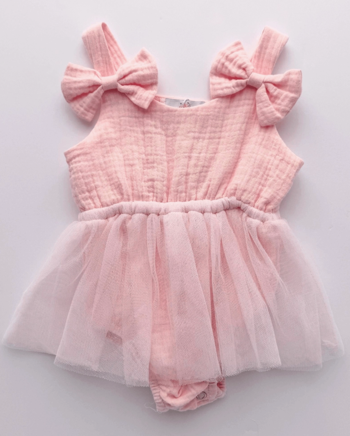 Dawsyn Pink Bow Tulle Romper