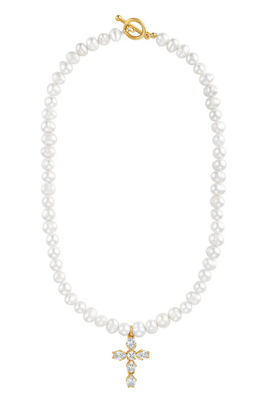 Bellena Pearl Cross Necklace