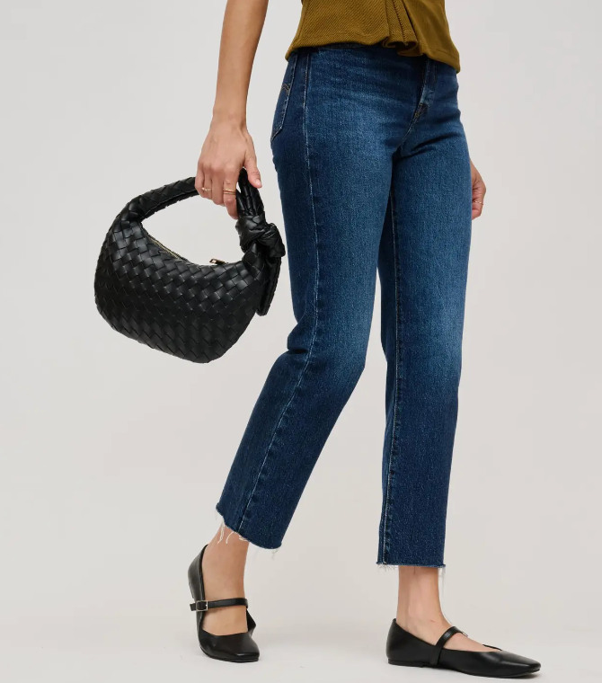 Lizbeth Black Tie Woven Clutch
