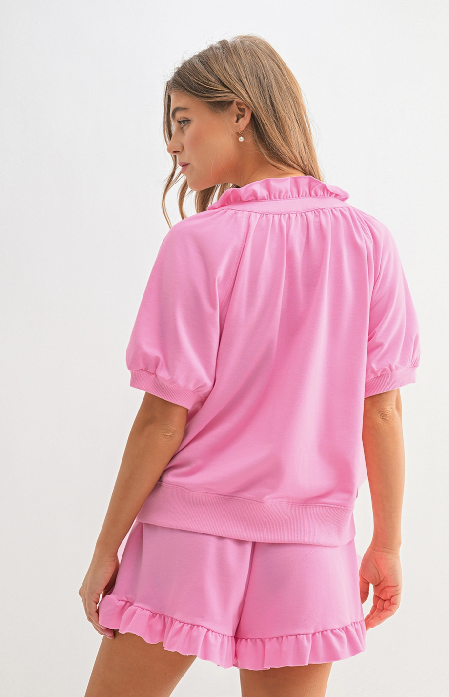 Pink Ruffle Zip Top + Skort Set