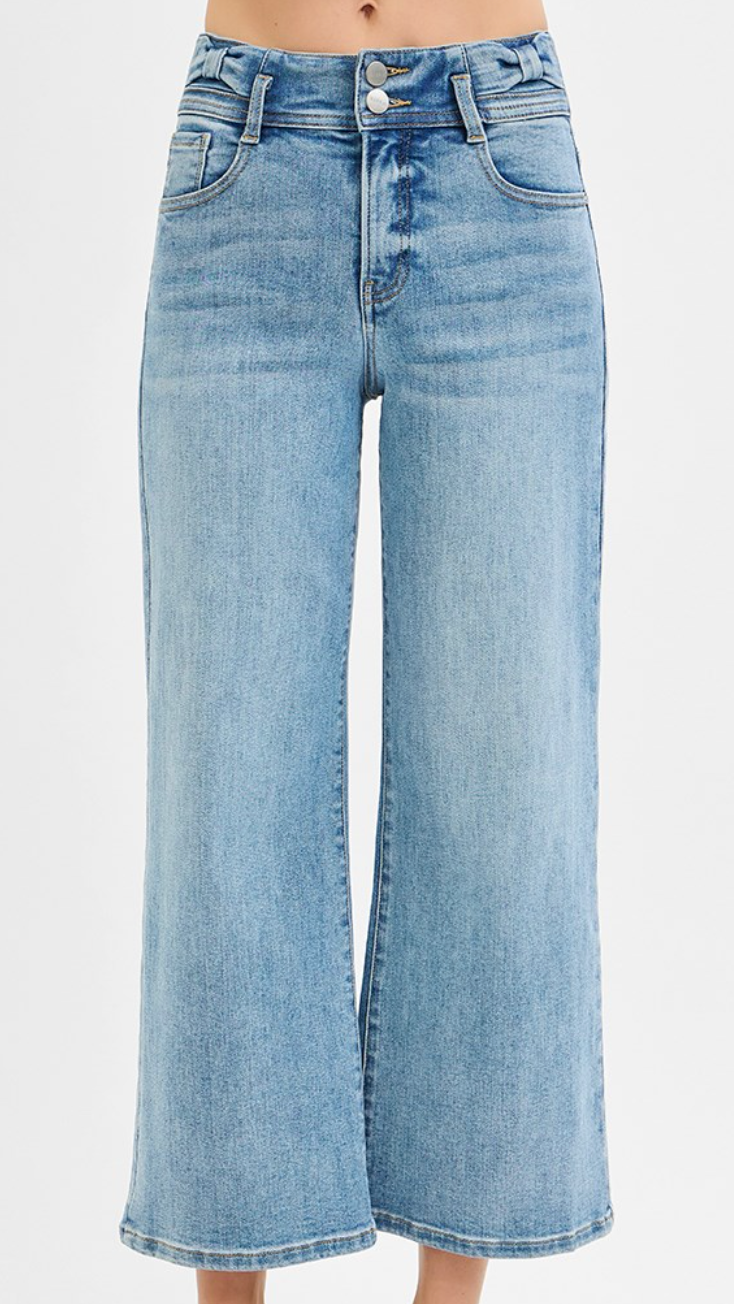 Risen High Rise Crop Wide Leg Jeans
