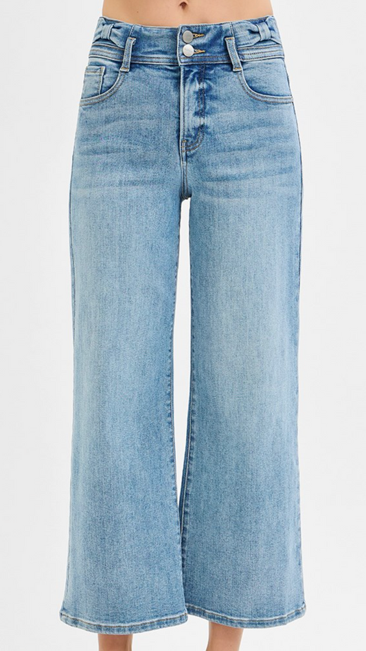 Risen High Rise Crop Wide Leg Jeans