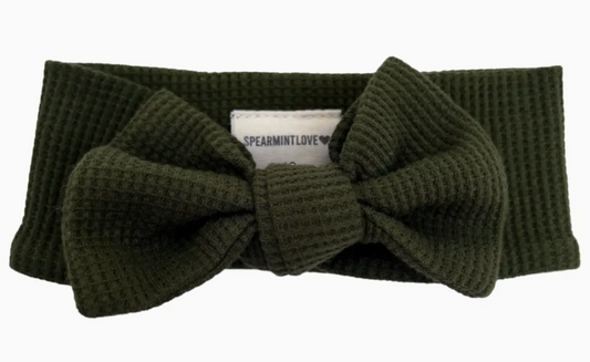 Forest Waffle Knit Bow
