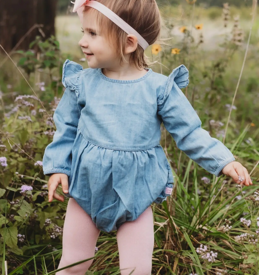 Ruffle Butts Denim Bubble Romper