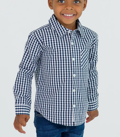 Ruffle Butts Navy Gingham Button Down