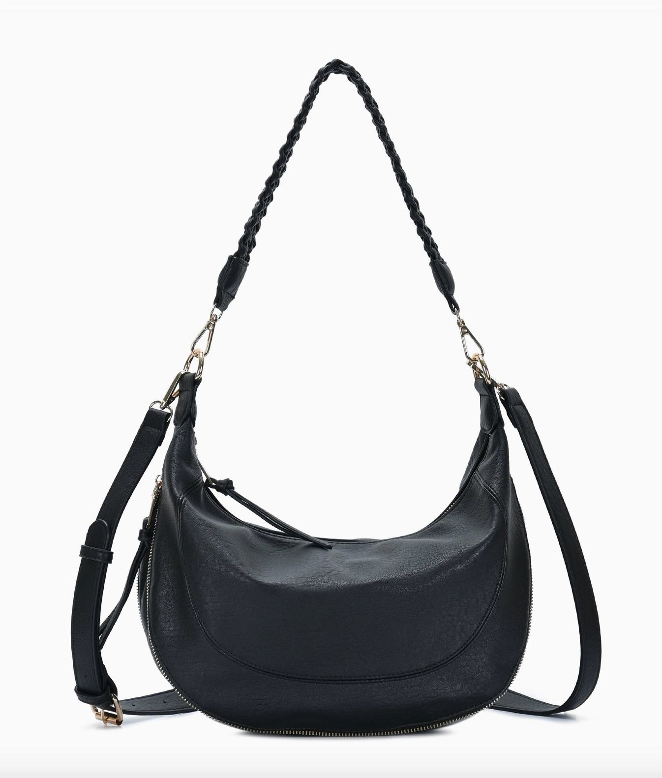 Anitra Black Braided Crossbody Bag