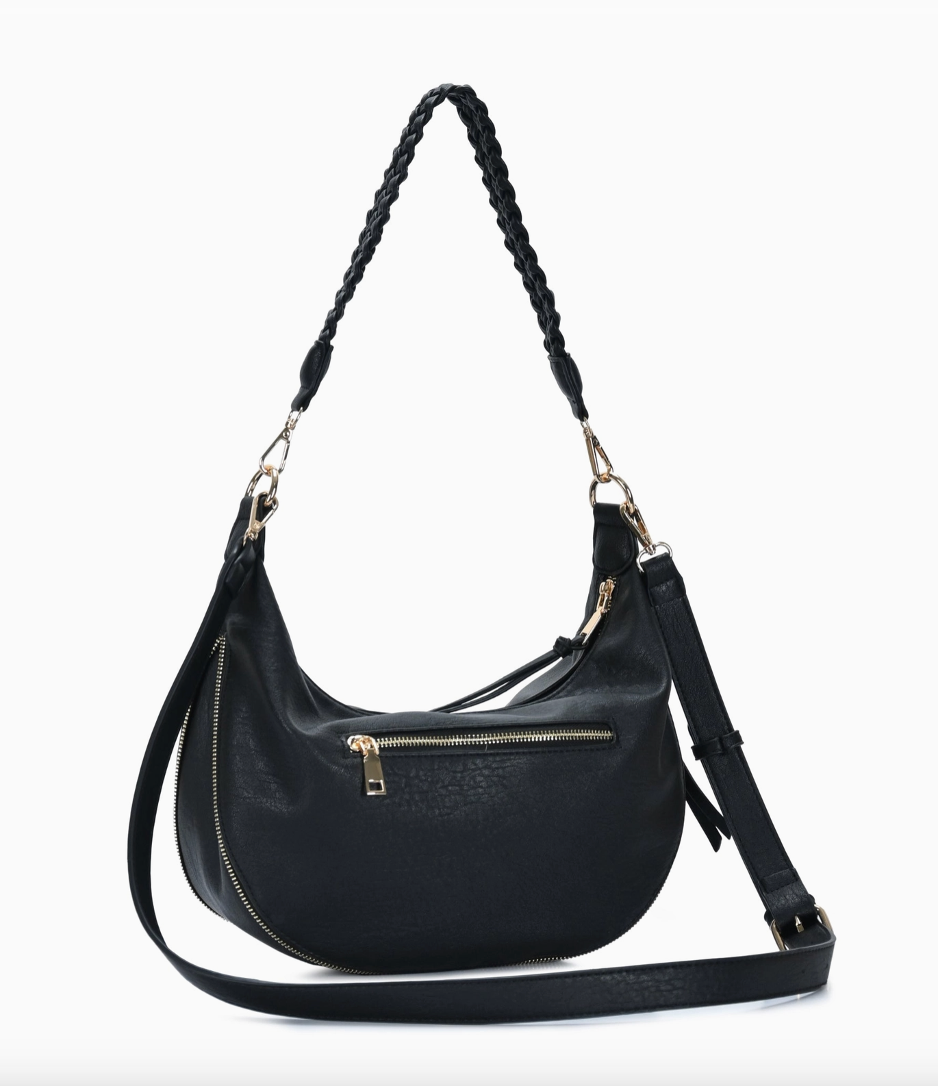 Anitra Black Braided Crossbody Bag