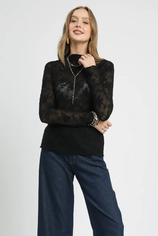 Black Lace Layering Top