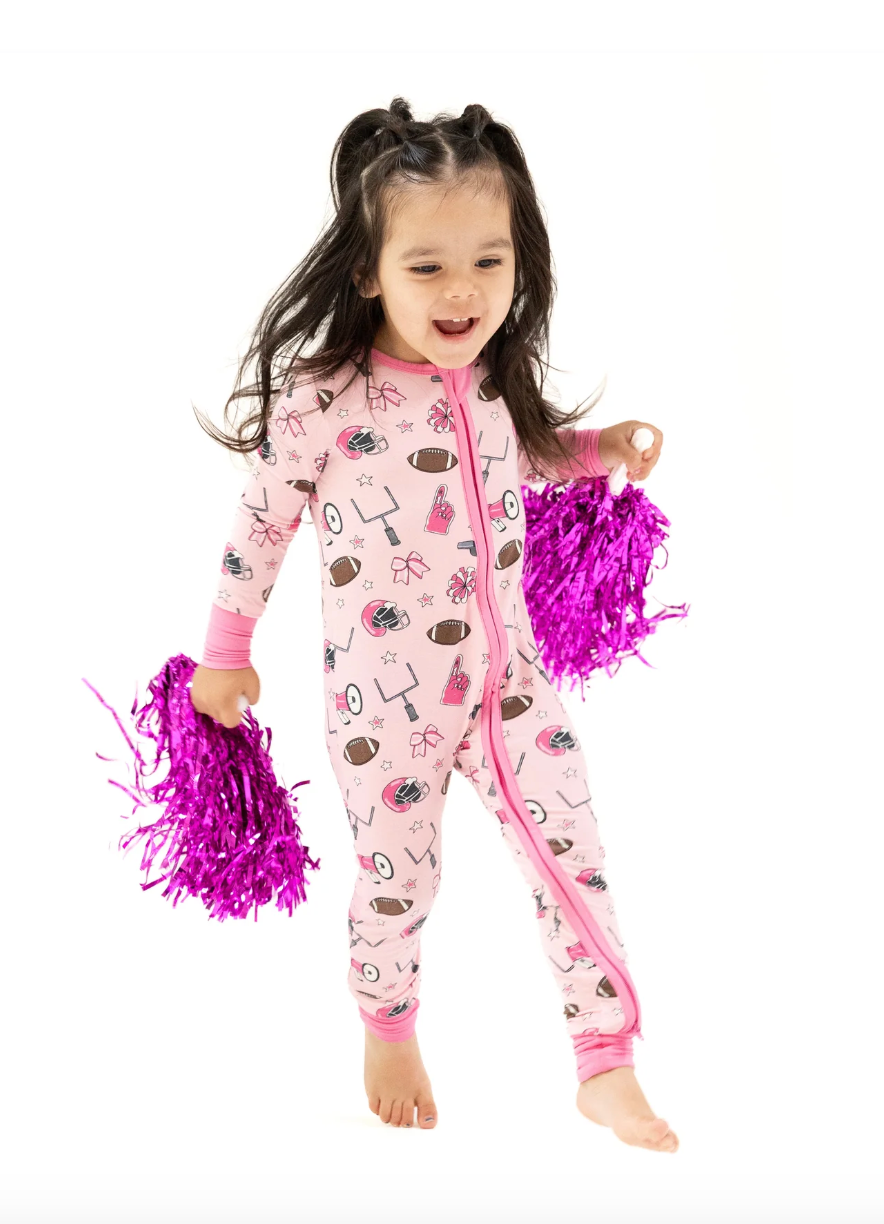 Angel Dear Game Day Pink Bamboo Onesie