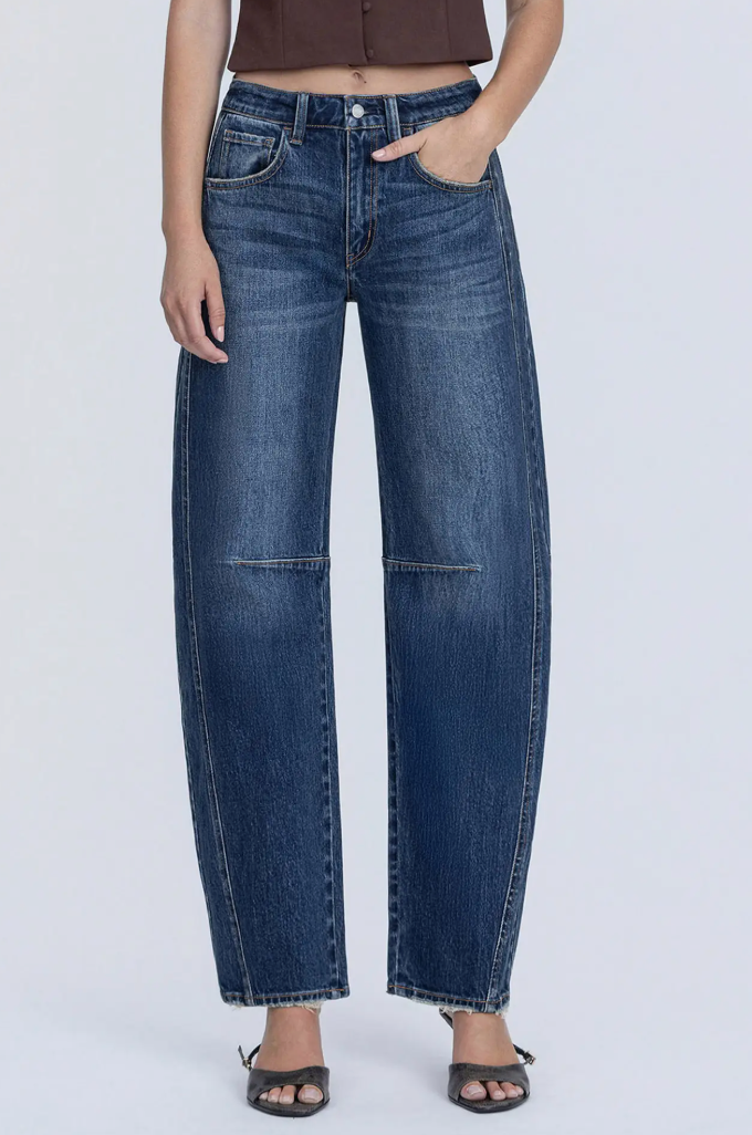 Vervet High Rise Barrel Dark Jeans