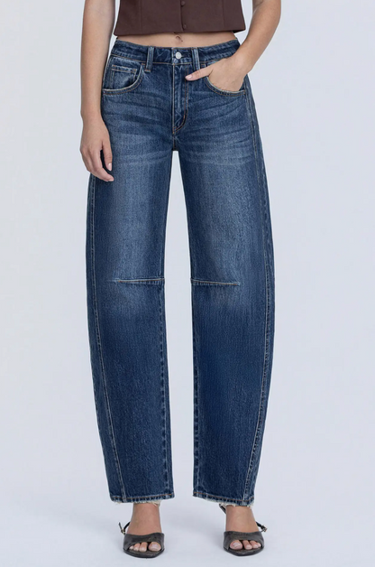 Vervet High Rise Barrel Dark Jeans