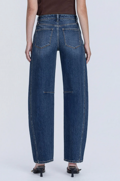 Vervet High Rise Barrel Dark Jeans