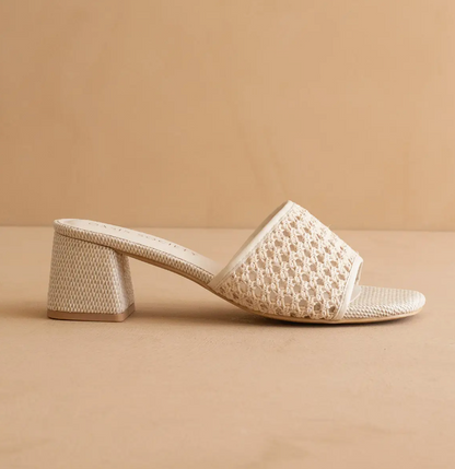 Ivory Open Toe Block Heel