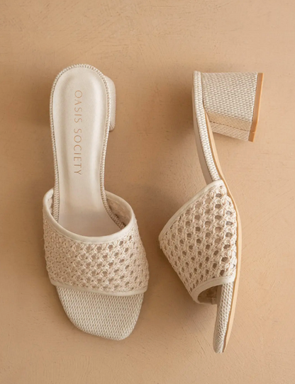 Ivory Open Toe Block Heel