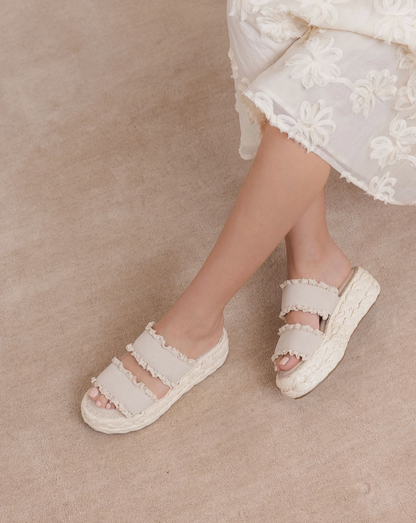 Cream. Ruffle Platform Sandal