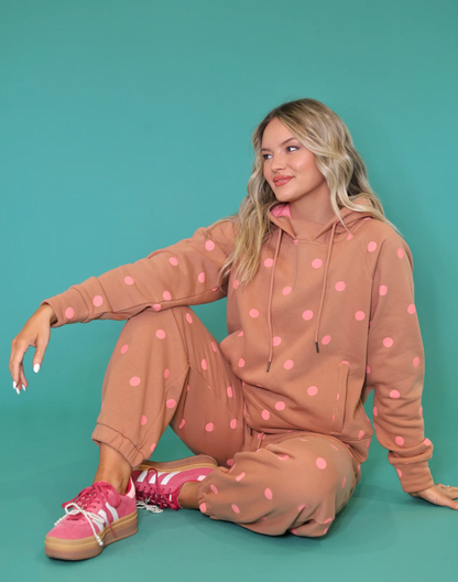 Brown + Pink Polka Dot Hoodie
