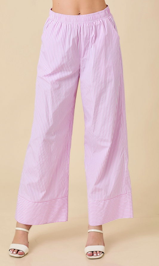 Pink Stripe Wide Leg Pants