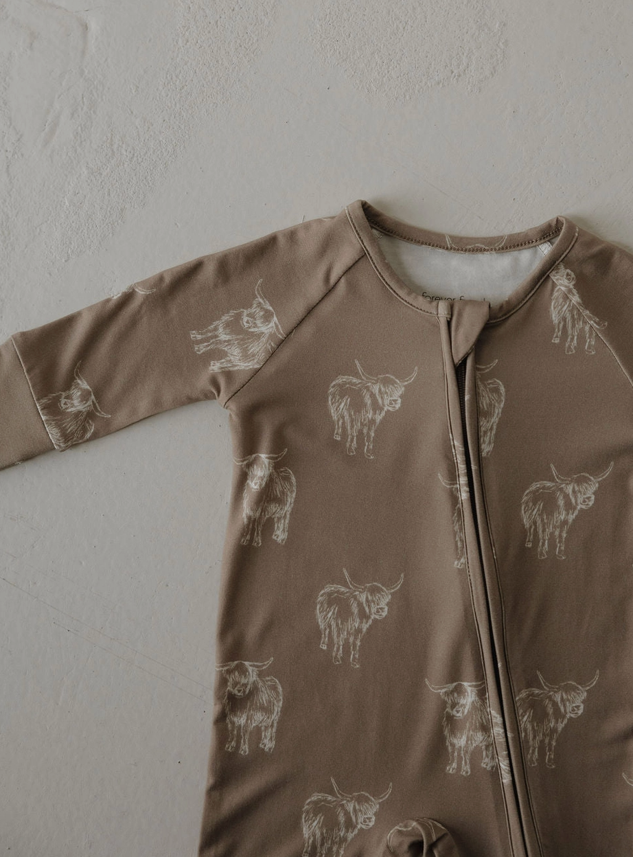 HIghland Cow Bamboo Onesie