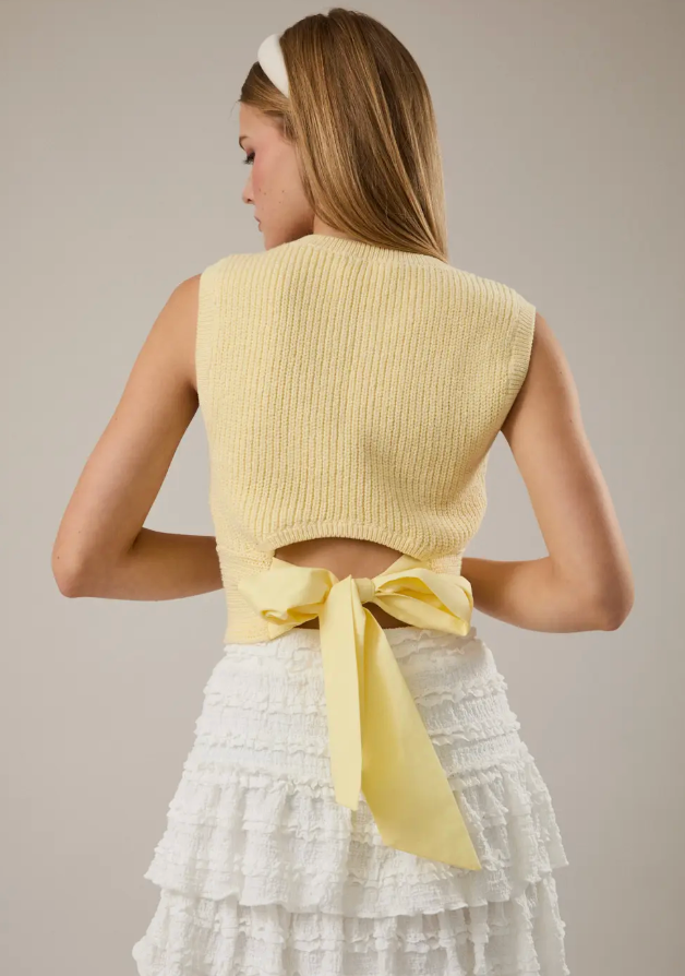 Yellow Back Bow Sleeveless Tank