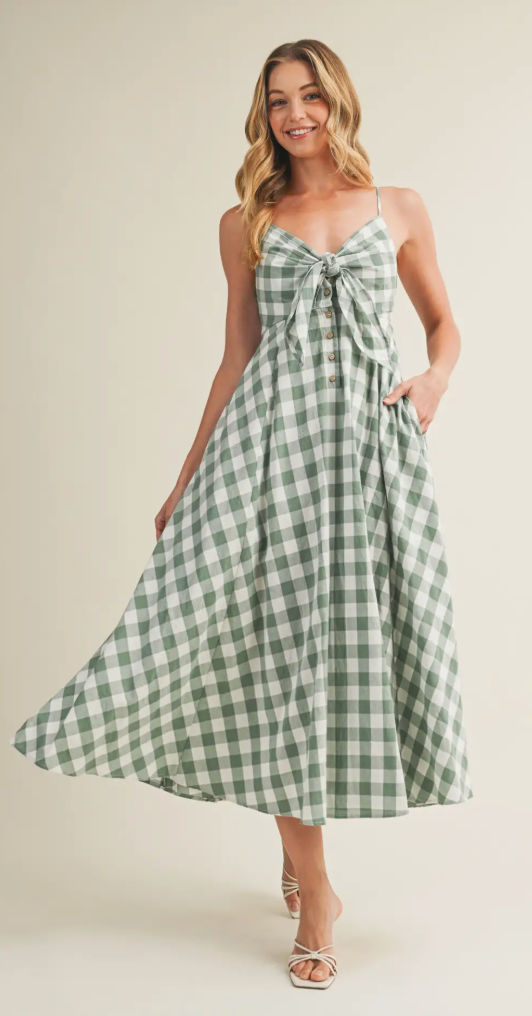 Basil Gingham Cami Dress