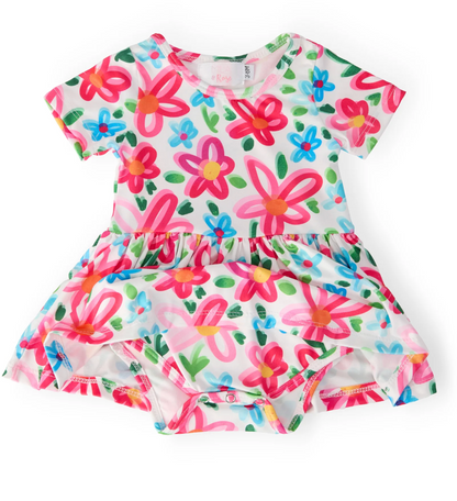 Neon Floral Twirl Dress